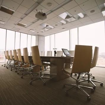 Modern conference room prepared for a client meeting